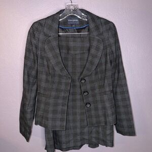 Banana Republic Women Plaid Skirt Suit Set Business Blazer Pencil Skirt Size 2
